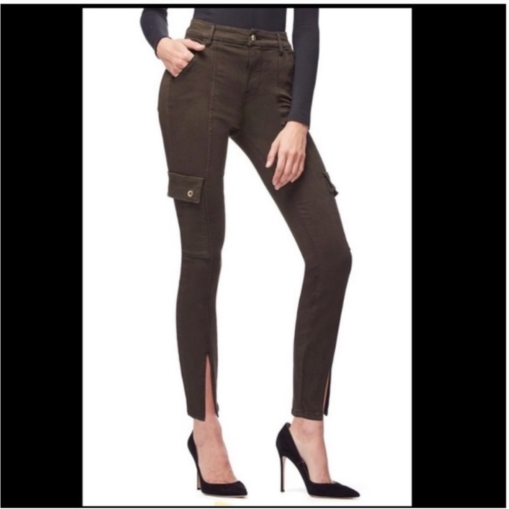 Good American Olive Cargo Jeans
